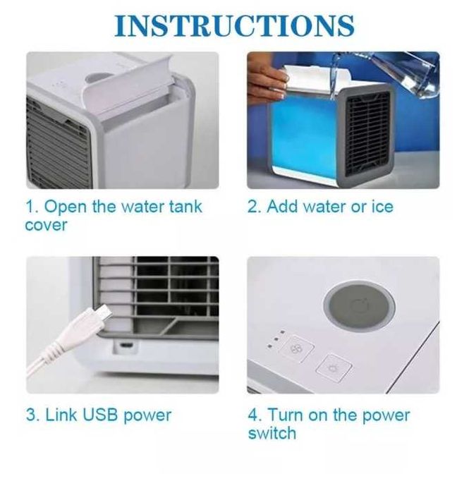 НОВ Портативен Мини преносим климатик за охлаждане с LED 7 цвята