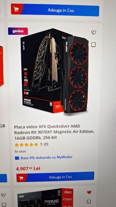 Placa video XFX AMD RX 9070XT  Magnetic Air Edition