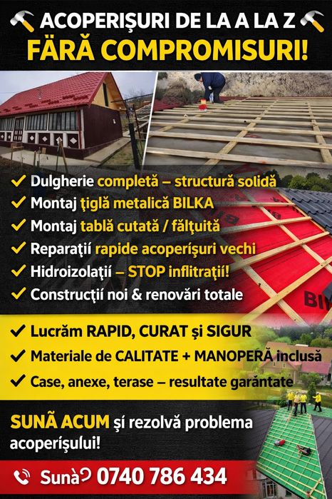 Acoperișuri BILKA Piatra Neamț/Reparații Acoperișuri