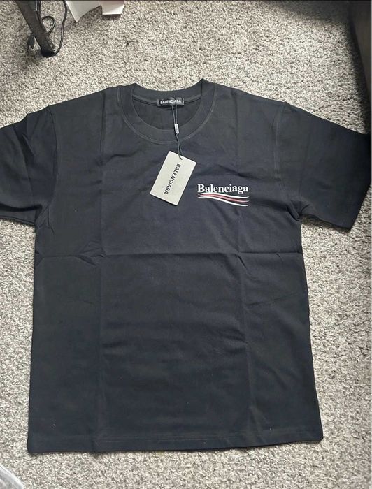 Balenciaga Black Logo Graphic Men's Crew Neck Short Sleeve T-Shirt