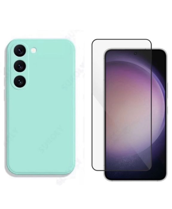 Husa Silicon Catifea si Folie Sticla Samsung S20/S21/S23/S24/S25 FE