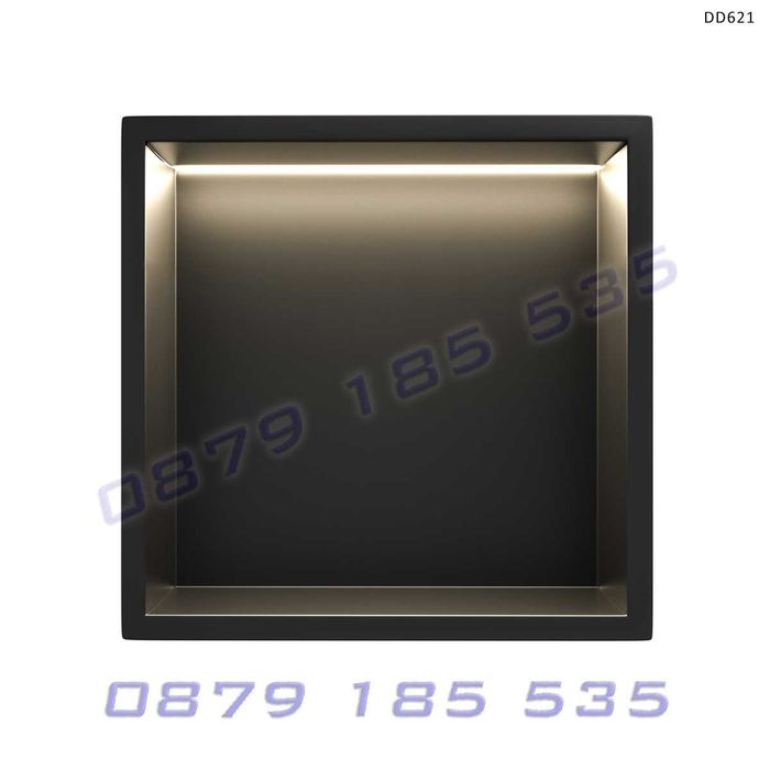 Ниша за баня / душ зона с LED осветление, неръждаема стомана, 30 x 30 см, без нужда от плочки, черна - DD621