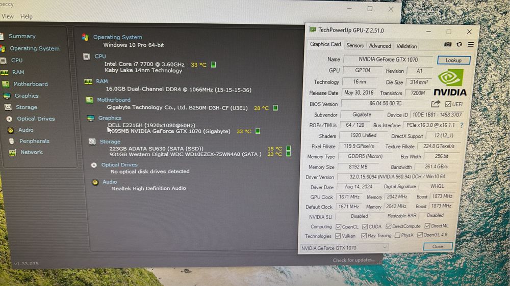 PC Gaming i7 16GB DDR4 GTX 1070 CS2 FiveM