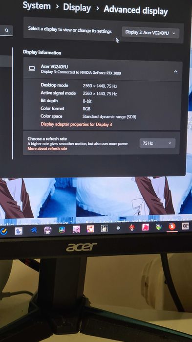 Monitor Acer 1440P 75Hz