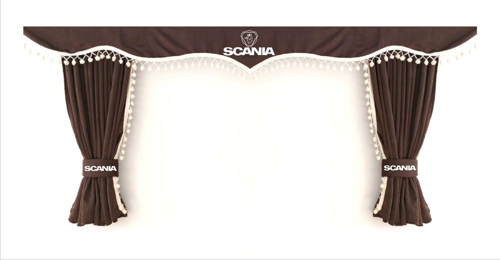 Комплект пердета за камион + кукички кафяви с бежови пискюли