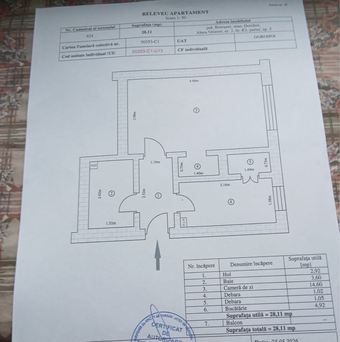 Garsonieră de vânzare – Parter – 28,11 mp – Dorohoi