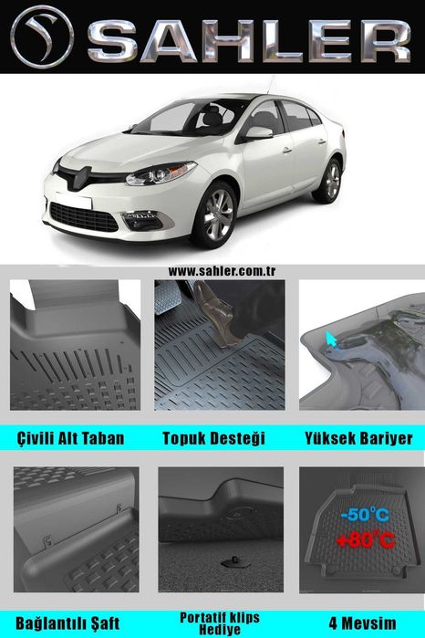 НОВО !!! Стелки гумени за РЕНО ФЛУЕНС 2009 - 2016 RENAULT FLUENCE
