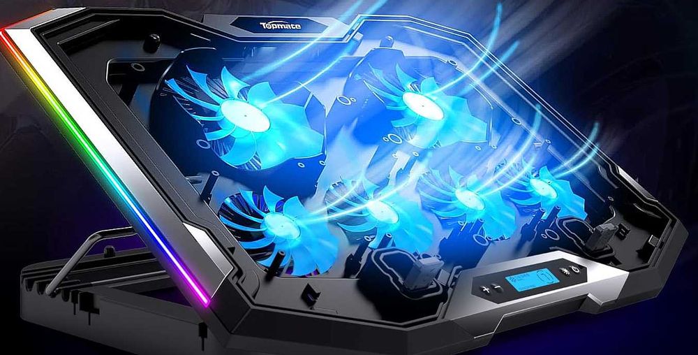 TopMate C11 Suport Laptop cu Răcire RGB – 6 Ventilatoare