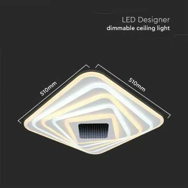 150W LED Осветител V-tac За Таван (50*50*7CM) CCT:3000K+6000K Димираща