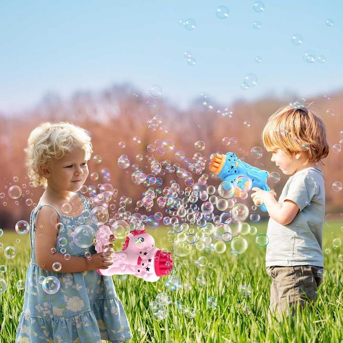 VATOS 4 броя Пистолети за мехурчета за деца, светлини и разтвор