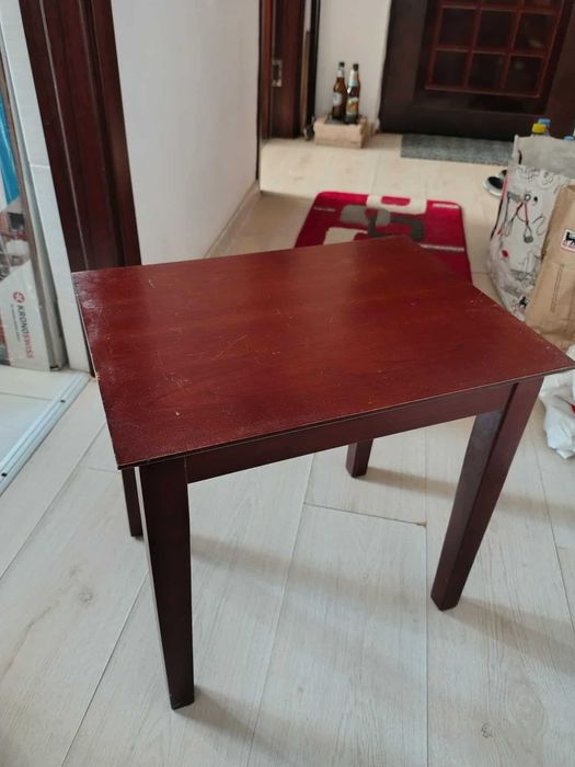 Masuta de cafea Vintage din lemn; Masuta cu blat 43x33x41h cm