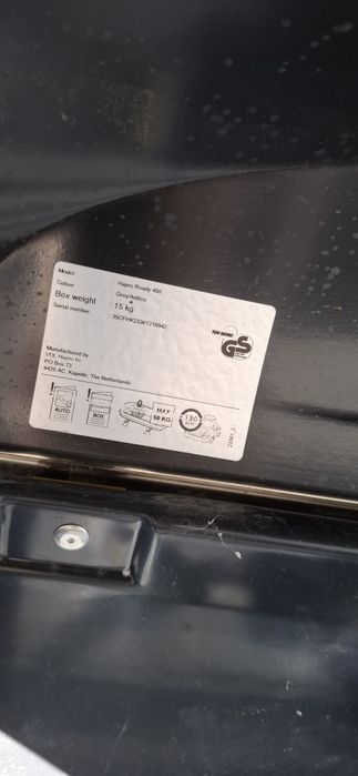 Hapro Roady 450 – Покривен багажник 450 л, заключване, отлично състояние