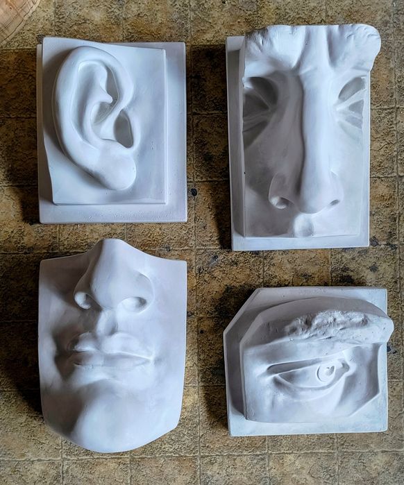 Гипсови Форми за Рисуване / Декорация / Нос / Ухо / Око / Уста / Череп