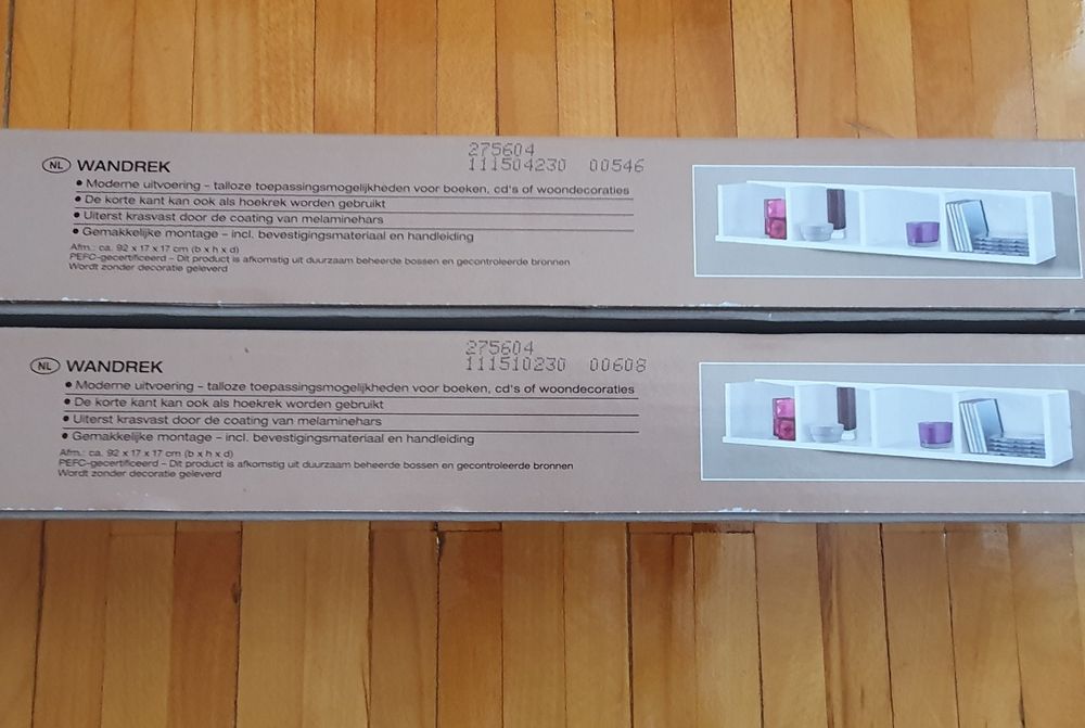 Set 2 rafturi / etajere de perete, albe, 92 x 17 x 17 cm