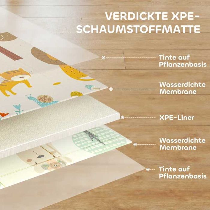 AIYAPLAY Бебешка постелка за игра 196 x 176 x1.5см Сгъваема двустранна