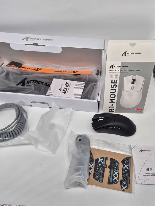 Pachet Gaming ATTACK SHARK X68 HE Switch-uri Magnetice Keyboard & R1 Mouse 18K DPI 8Khz- Grad E