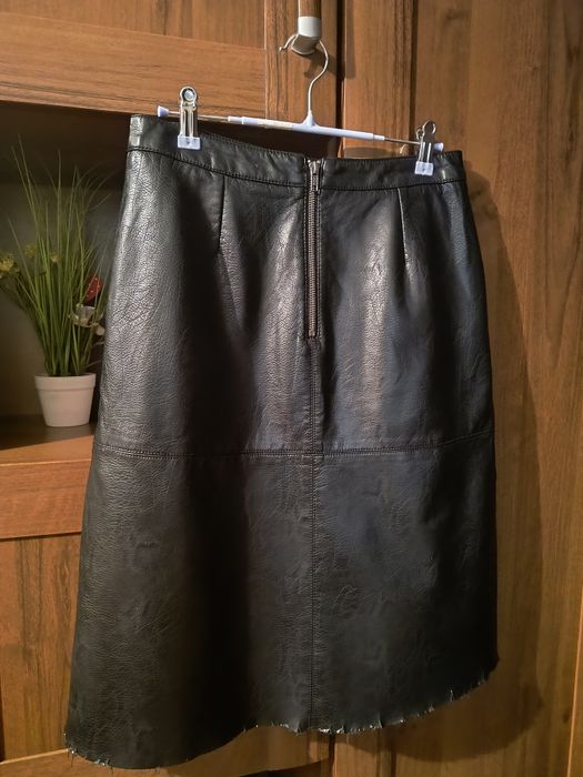 Fustă aspect piele, culoare negru