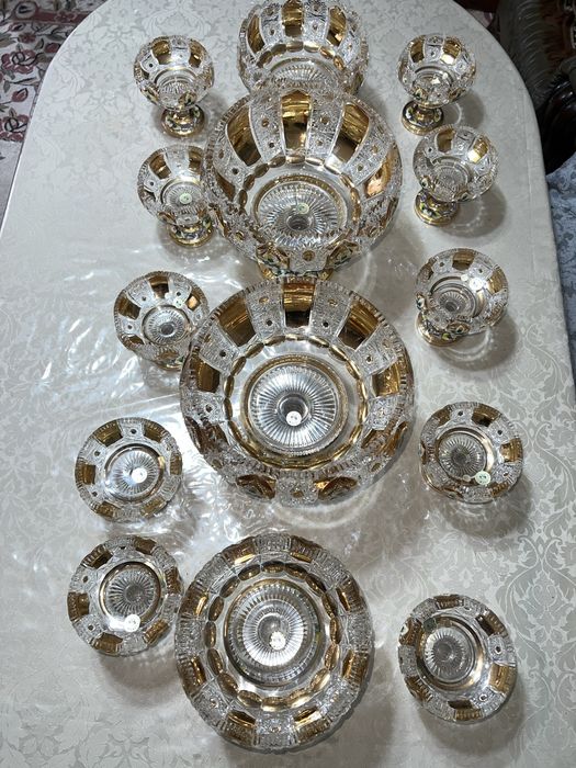 Чешская Богема, хрусталь с золотом, ручная работа, набор из 14 шт.