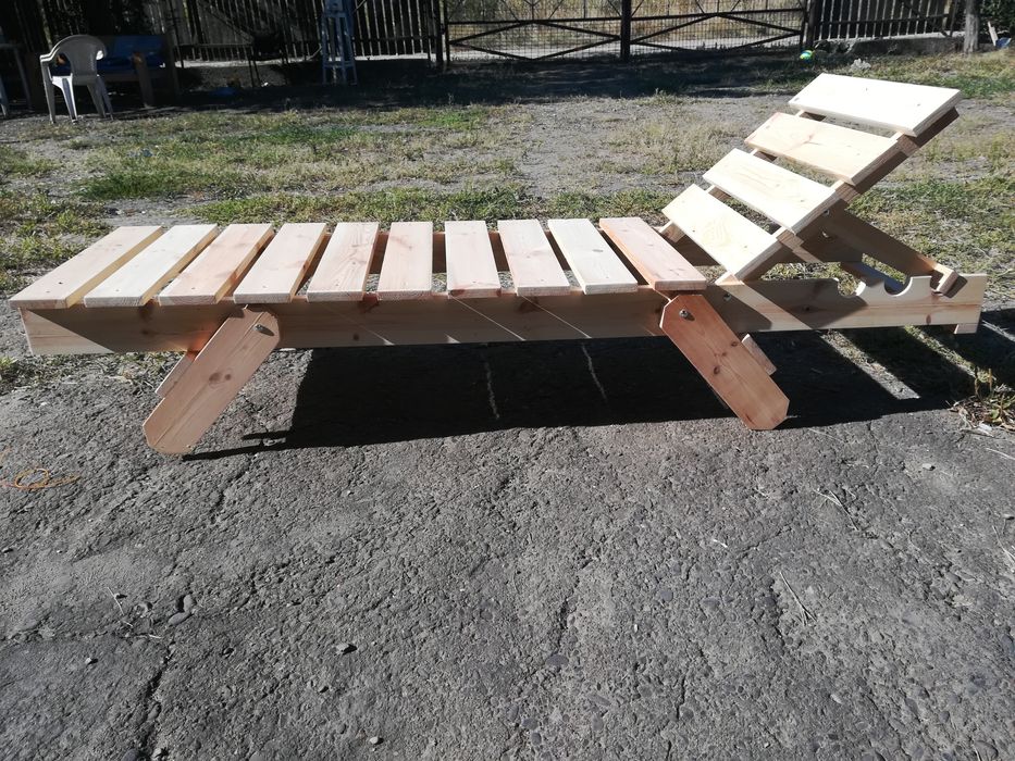 Sezlong plaja lemn masiv tratat termic  PIN NORDIC