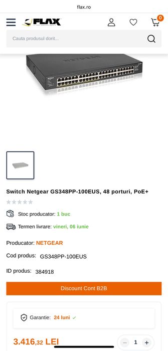 Switch Netgear 48Port 10/100/1000 GS348PP PoE+