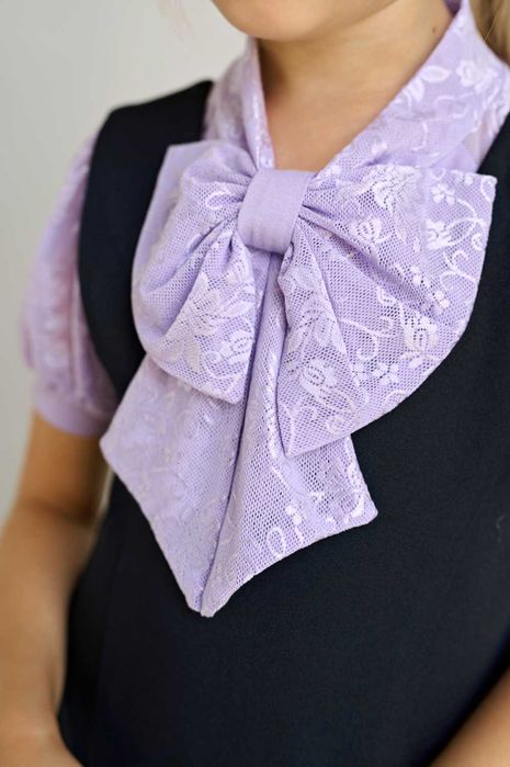 Uniforme scolare: bluza de scoala mov/lila eleganta cu funda mare