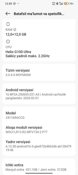 Redmi Note 14 Pro 12/512 Aybi yoq ideal holatda ishlashi zor rangi qor