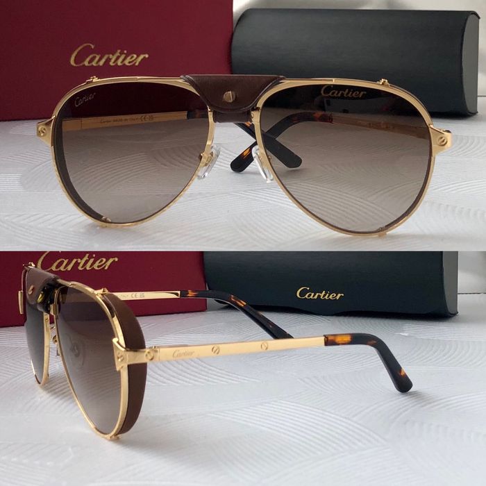 Мъжки слънчеви очила авиатор с кожа 3 цвята златни сребърни