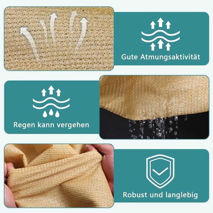 Plasă de umbrire pentru grădină cu inele de fixare 4x5m