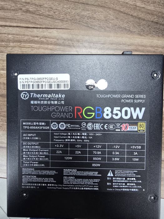 Sursa Thermaltake toughpower grand rgb 850w + 80 Gold