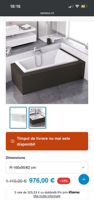 Cada de baie Sealskin Rose R 160x95/62
