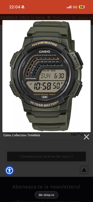 Ceas casio nou cu chitanta