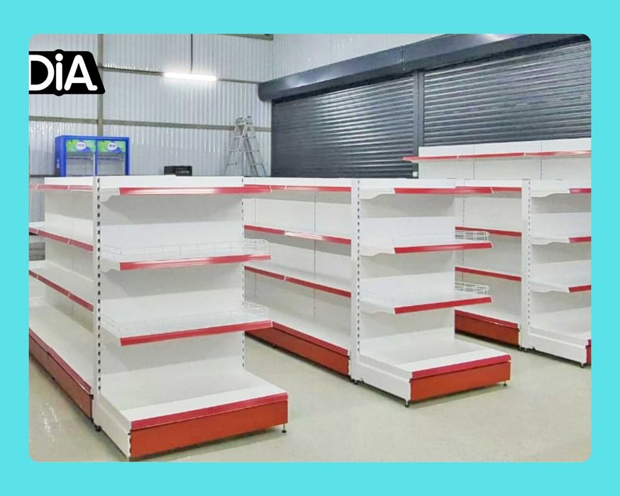 Стеллажи торговые, металлические полки, железная мебель