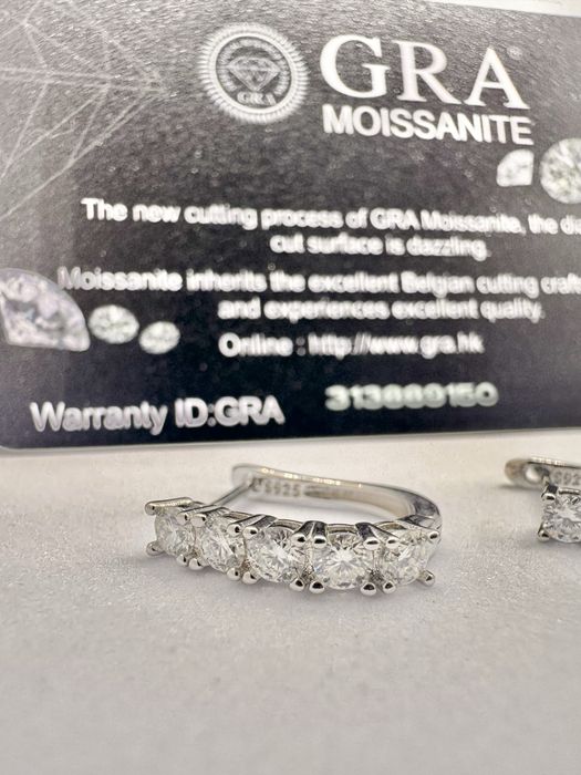 Сребърни обеци с мойсанит (Диамант) 1 карат