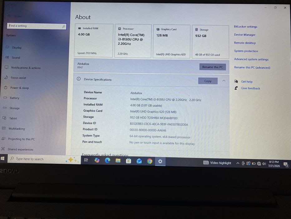 Lenovo Ideapad Noutbuk