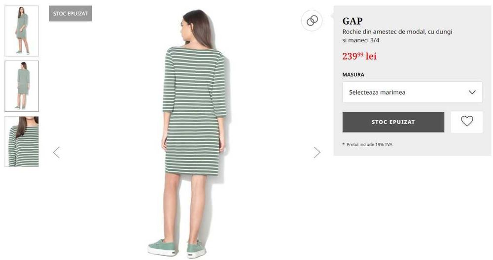 Vand rochiei Gap marimea S cu dungi - verde feriga si alb