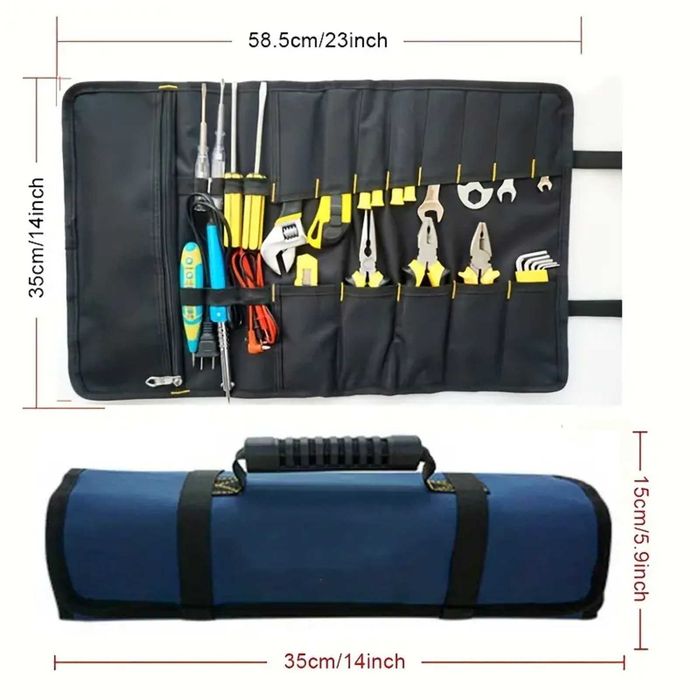 Навиващ се калъф за инструменти, дръжка и 22 отделения за инструменти