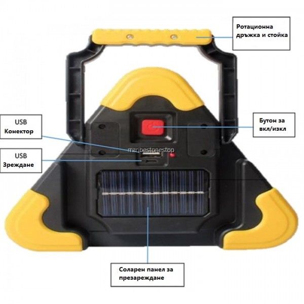 Фенер + авариен триъгълник за автомобил с 3 LED режима