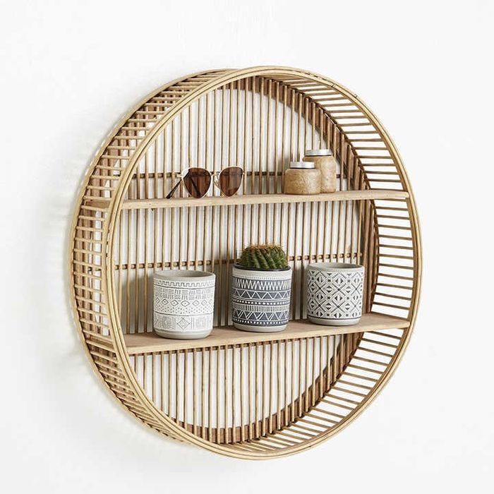Бамбукова кръгла етажерка за стена