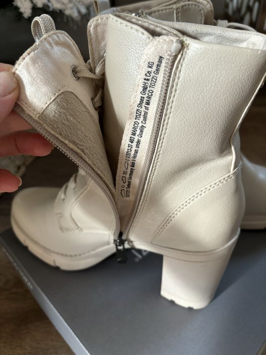 Кожени кубинки Marco Tozzi - Крем, Размер 39