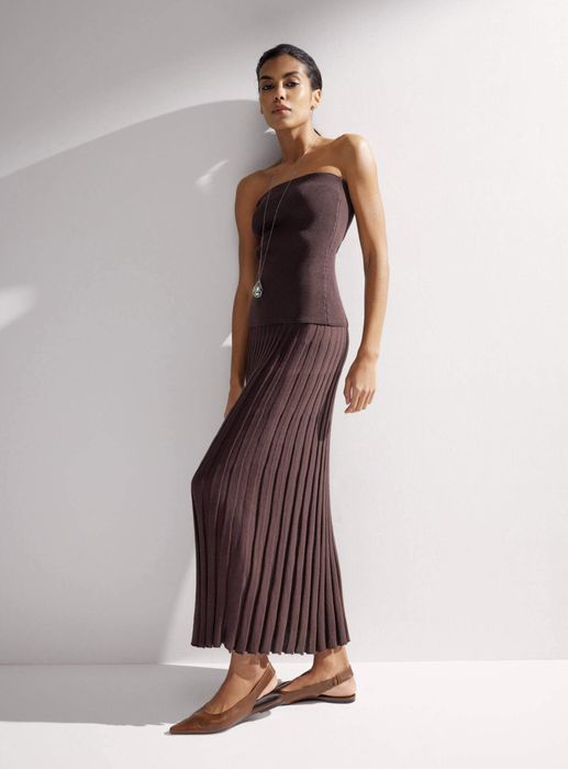 Юбка коричневая макси гафре