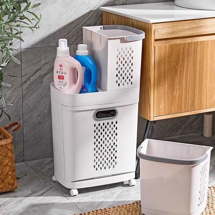 Тележка для белья, съемная вертикальная сортировка белья для ванной