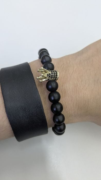 Черные браслеты Crown (Black/Silver)
