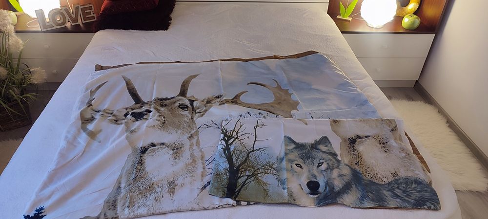 Lenjerie de pat animal print, doua fete, 100%bumbac satinat