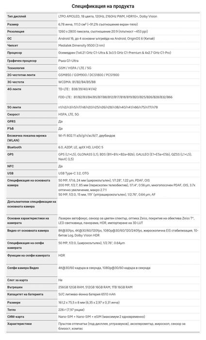 Vivo X300 Pro 5G Dual sim глобален с esim/Android auto/BG меню 6510mAh