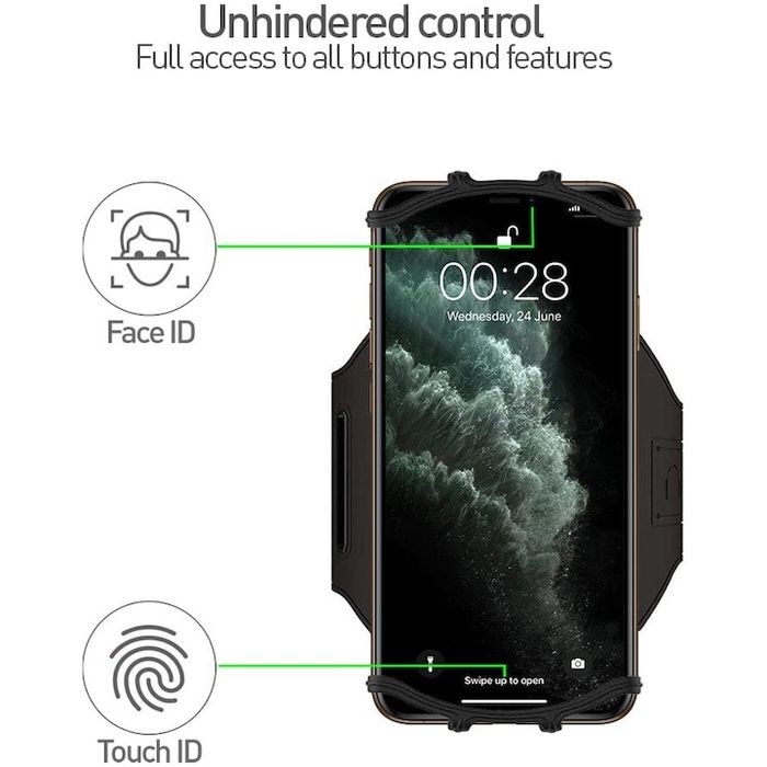 Suport detasabil Tellur de telefon 4"-6.5" pentru brat A100, Negru