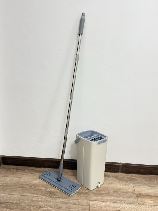 Швабра с ведром и системой автоматического отжима (+6 насадок)