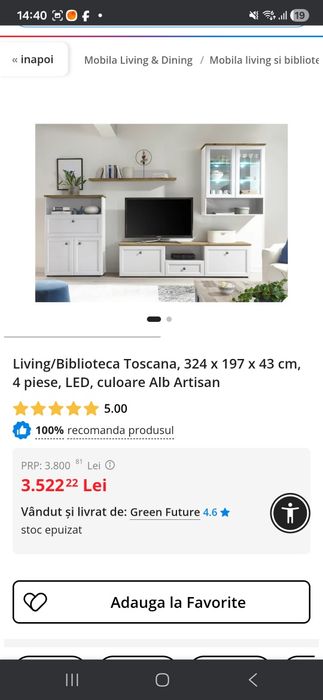 Mobila sufragerie/ living/ /biblioteca Toscana