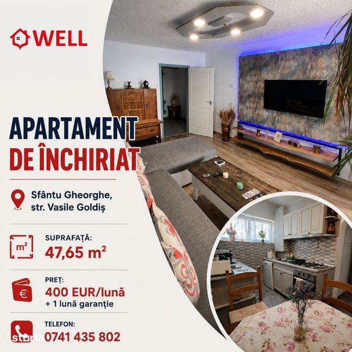 Apartament cu 2 camere de închiriat  pe str Vasile Goldiș!