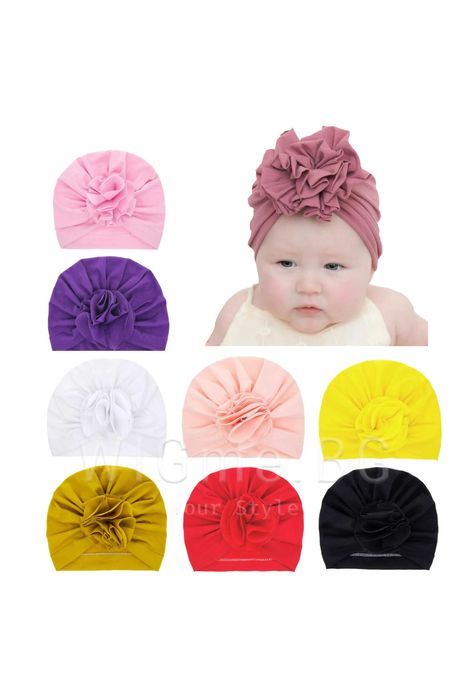 Бебешки тюрбан, едноцветен розичка