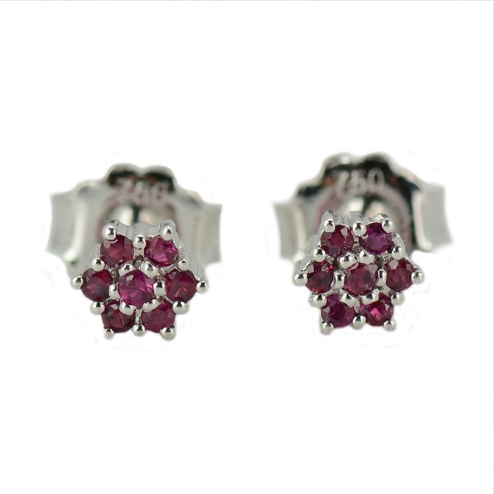 Cercei din aur alb 18k cu rubine cod 7794